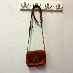 Michael Kors brown leather small cross body purse